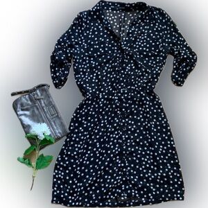 Maurices Black and White Retro Polka Dot Dress Womens XS